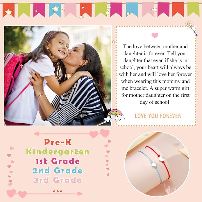 UNGENT THEM Big & Small Heart Bracelets Back to School Gifts for Girls