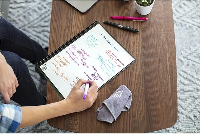 Rocketbook Fusion Smart Reusable Letter Size Notebook, 8-1/2" x 11", 7 Subjects, 21 Sheets, Black