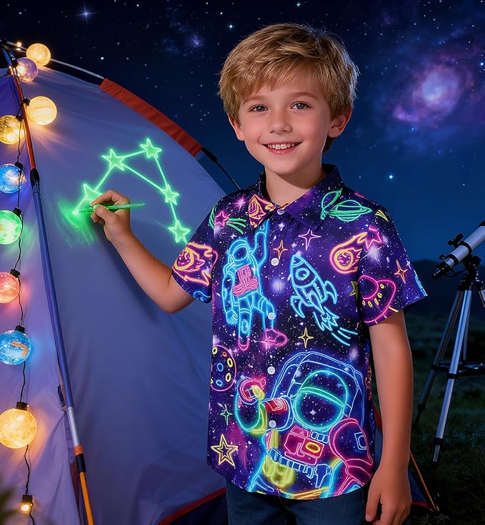 Enlifety 2-10T Kids Hawaiian Shirt Boys Short Sleeve Button Down Shirts Hawaii Summer Casual Blouse