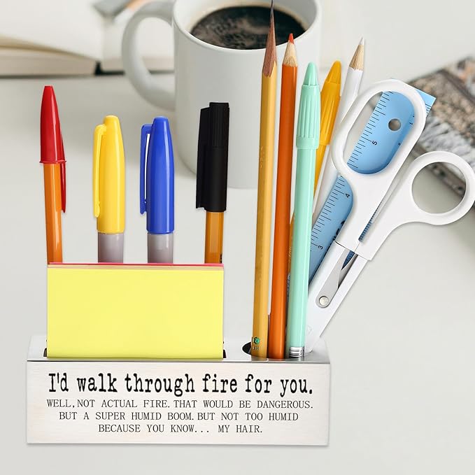 Funny Office for Women, I’d Walk Through Fire for You… But Not Actual Fire, Sarcastic Friendship Gift for Coworkers Friends Office Teams, Workplace Humor Pencil Holder Desk for Desk SD288