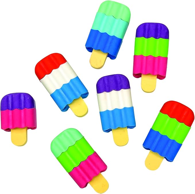 Raymond Geddes Scented 3D Ice Cream Bar Erasers (48 per Bag) - Mix and Match 3D Erasers for Kids - School Party Favors
