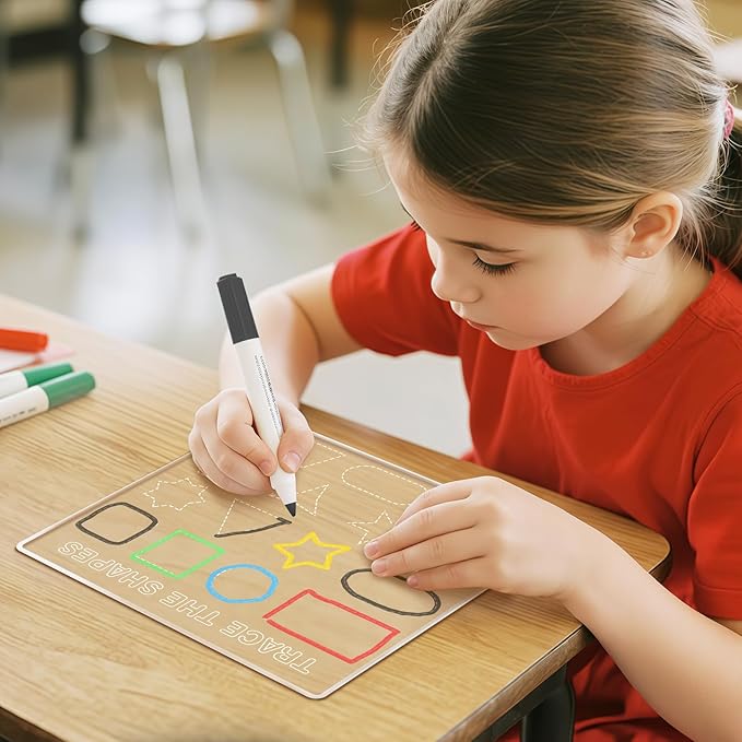 Personalized Name Practice Trace Board Custom Name Tracing Dry Erase Board Customized Rewritable Acrylic Alphabet and Number Handwriting Sign for Boys Girls School 5 * 7 inch
