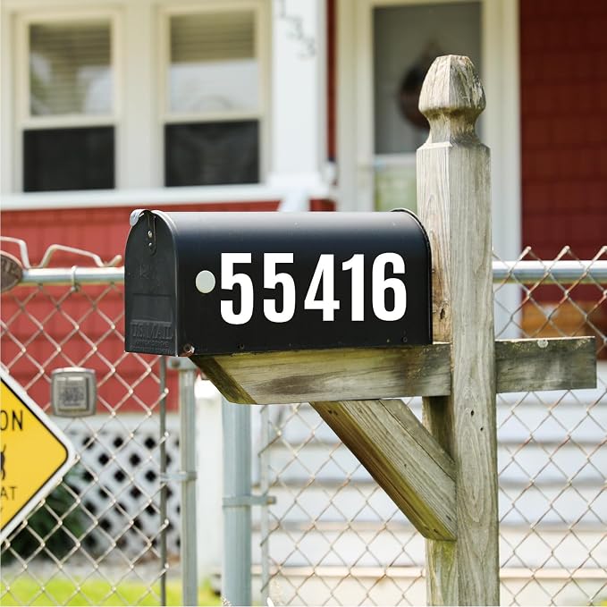 Large Number Stickers 4 Inch, 6 Sheets Waterproof Vinyl Number Decals | for Dark Surfaces, Address Markers, Equipment Identification, Storage Organization(White)