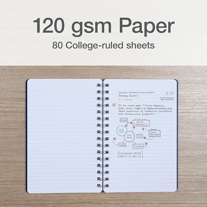 Oxford Poly Spiral Notebooks, Small 5.7" x 8.5" Book, Thick Poly Cover, White Paper, College Rule, 80 Sheets/160 Pages, Jewel Tones, 4 Pack (69720)
