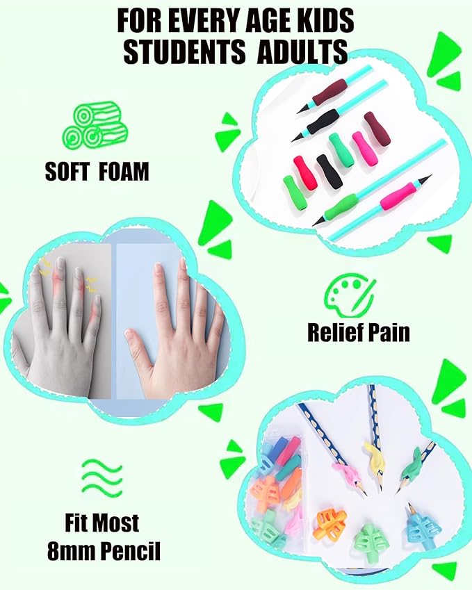 10 Pack Pencil Grips for Kids Handwriting,Pencil Gripper Holder Posture Correction for Preschooler Training, Pen Writing Aid Tool for Kids Preschools Students