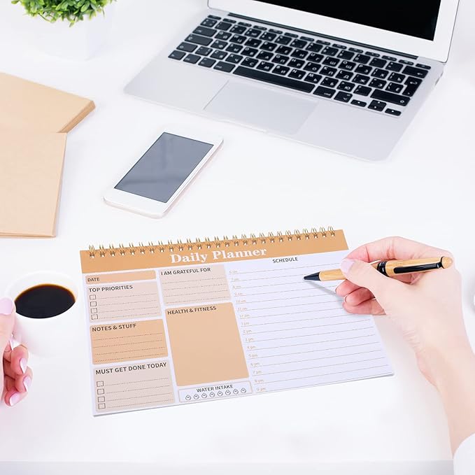8 Pack To Do List Notepad 25 Page Undated Daily Planner Notepad To Do List Notebook Spiral Waterproof with Task Checklist for Home Office School Supplie Schedule Work(9.45 x 6.5 Inch,Stylish Color)