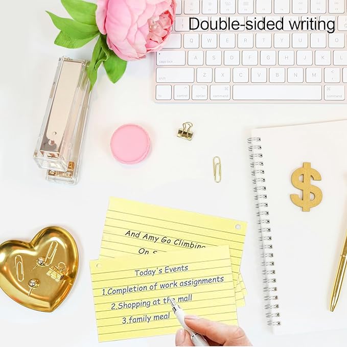 300 Sheets Colored Portable Index Cards 3x5 inches，Ruled Index Cards with Ring Lined Flashcards，flash cards for studying，Office School and Home（Six Colors，Each Color 50 Sheets Per Package）