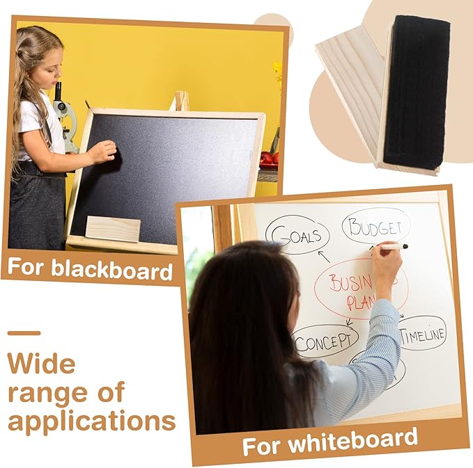 Marspark Felt Style Erasers, Cleaner Dusters Felt Chalkboard Eraser for Kids Wood Chalk Eraser for Chalkboard Cleaners Dusters for Markers White Black Boards Paint School Students Teachers(36 Pieces)