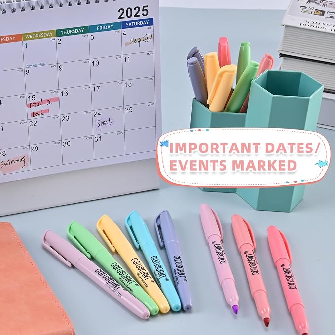 coruscant Pastel Highlighters Set, 8 Assorted Colors, 24 Pack, Chisel Tip Cute Highlighters, Dry Quickly, for Journal Bible Study,school Office Supplies
