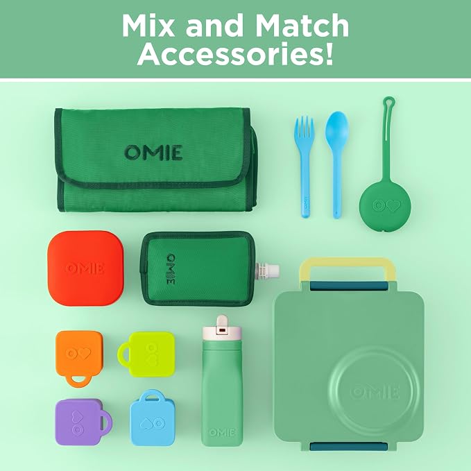 Omie OmieBox Kids Insulated Leakproof Bento Lunch Box with Food Jar (Meadow) (Pack of 2)