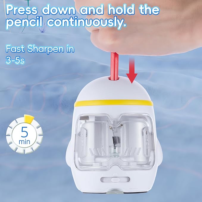 M&G Electric Pencil Sharpener, Portable Pencil Sharpener Battery/USB Dual Power Operated Sharpener for Pencils Kids Students Home Classroom School Office (Cute Bear)