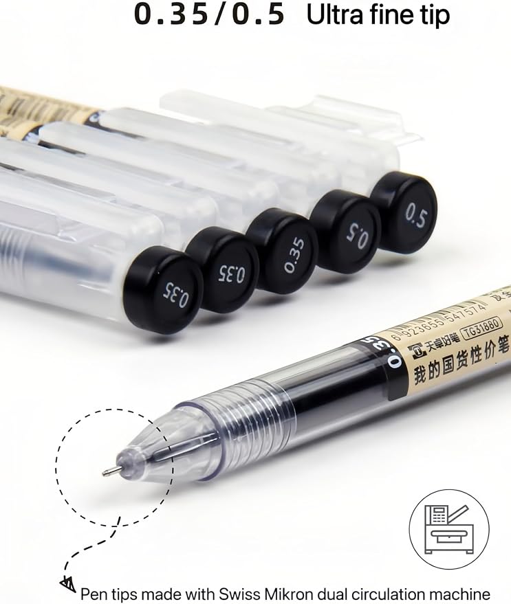12 Pcs 0.5mm Black Gel Ink Pen Japanese Stationery Extra Fine Chinese Ballpoint Pen for Office School Korean Stationery Supply