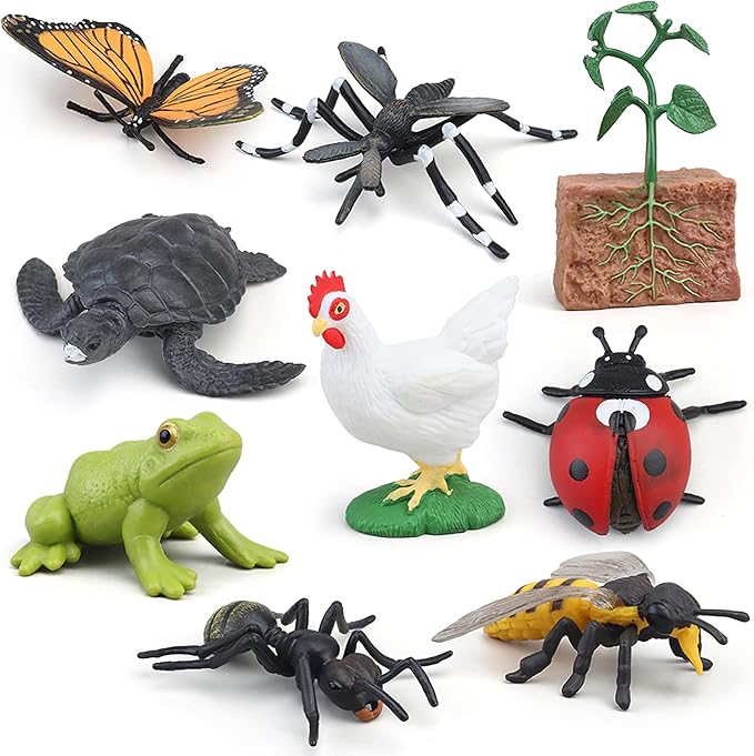 Montessori Life Cycle Animal Figures with Flash Cards, Realistic Animal Figurines Toy, Educational Matching Game for 3+ Year Old Toddlers Kids (Mosquito)
