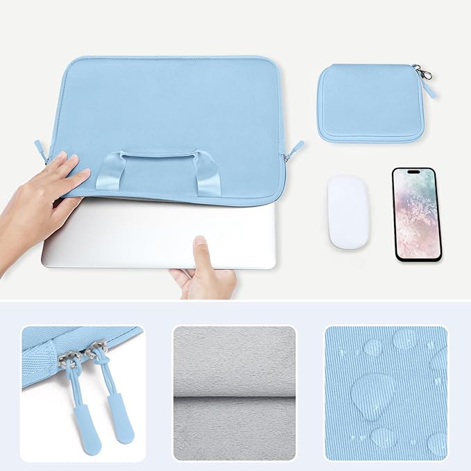 MOSISO Laptop Case 15 inch, Laptop Sleeve Bag Compatible with MacBook Air 15 inch M5 M4 M3 M2 2026-2023, Dell XPS, Neoprene Carrying Computer Bag with Handle&Detachable Small Case, Air Blue