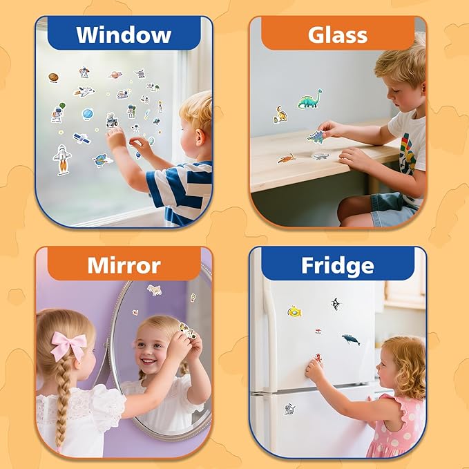 Reusable Sticker Book for Toddlers 3-6, Jelly Stickers for Kids, Sticker Activity Book Travel Toys for Car & Airplane, Educational Learning Gifts for Boys and Girls (Space Theme)