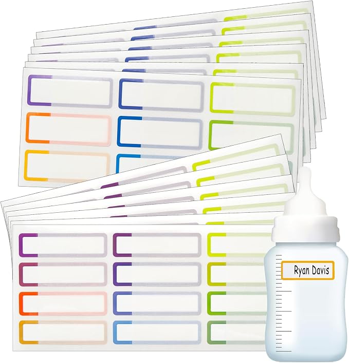 Name Labels for Kids Stuff Daycare, Waterproof Labels for School Supplies, 126 PCS Water Bottle Label, Personalized Name Stickers Tags for Sippy Cup, Lunch Box, Self-Laminating Dishwasher Safe