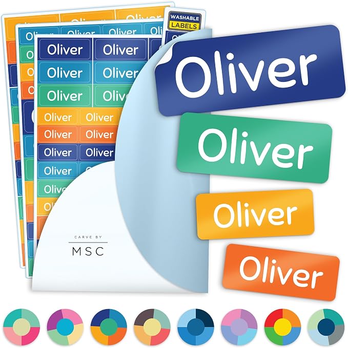 Personalized Daycare Name Washable Labels for Kids, (140 Pack) Waterproof Custom Name Stickers for Clothing Tags, Lunch Boxes and School Supplies, Made in USA by MSC -Horizon