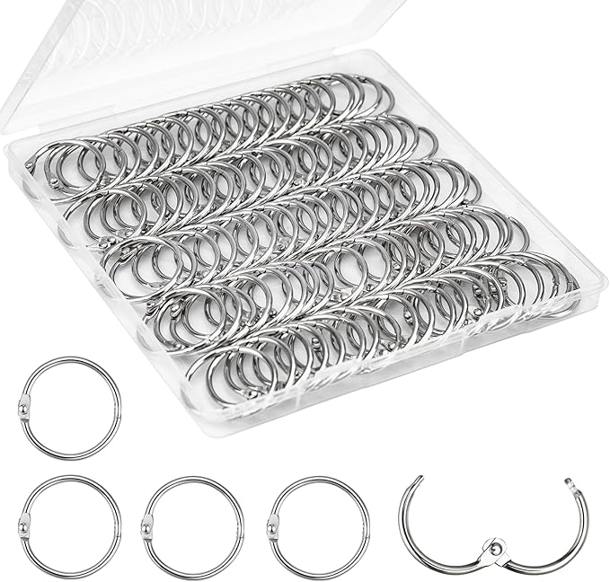 OWLKELA 135 Pcs Binder Rings 1 Inch, Loose Leaf Binder Ring, Metal Book Rings, Flash Card Rings, Index Card Rings, Clip Rings, Nickel Plated Steel Binder Rings, Key Rings