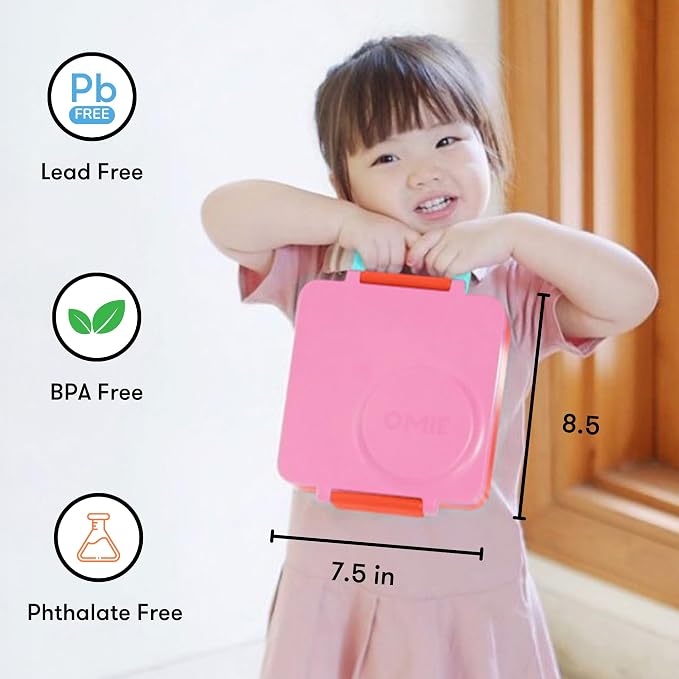 Omie OmieBox Kids Insulated Leakproof Bento Lunch Box with Food Jar (Pink Berry) (Pack of 2)