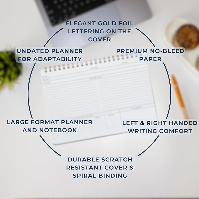 | Meeting Notebook for Work | 8.25" x 11.75" | Project Planner | Simple Design | Multiple Layouts | Office and Business Planner (Black, Meeting Planner - Landscape)