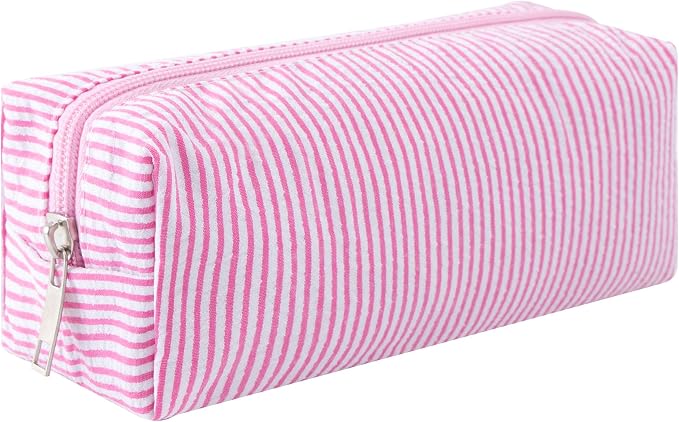 Cute Pencil Case Capacity Pencil Pouch Aesthetic Pen Bag Office Stationery Organizer Simple Sturdy Multifunctional Cosmetic Pouch (Deep pink)