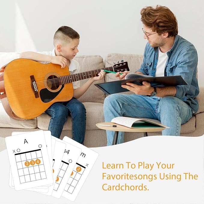 Guitar Chord Flashcards - 56Pcs Acoustic & Electric Guitar Learning Cheat Sheets - Learn Essential Chords Quickly & Easily | Perfect for Beginners and Professionals