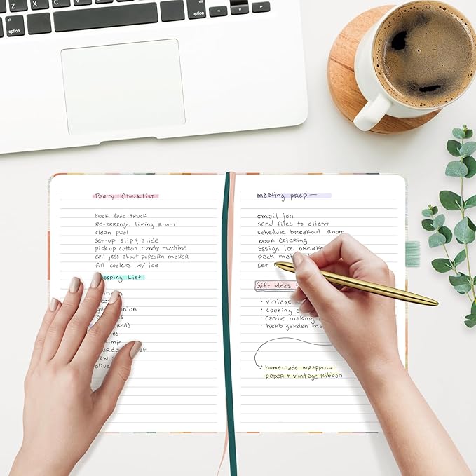 &And Per Se Hardcover Notebook – A5 5.7"x8" College Ruled, 160 Pages, 100gsm Thick Paper – Aesthetic Journal for Women, Gift-Ready Planner, Everyday Writing Notebook (Colorful Stripes)