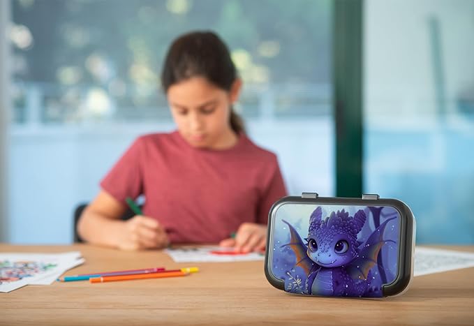 ZIPIT Recycled Plastic Pencil Box for Boys, Large Capacity Pencil Case for School, Durable Stationery Organizer Box, Dragon