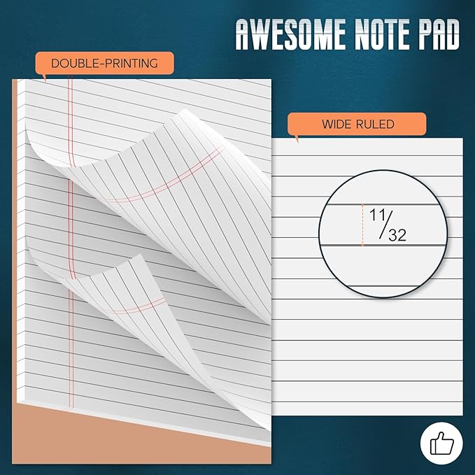 Note Pads 8.5"x 14", 10 Pack Legal Pads 8.5 x 14 White, Notepads 8.5 x 14 Wide Ruled Legal Pad, Micro Perforated Lined Writing Pads, 30 Sheets Per Note Pad, Notepads for Work/School/Office