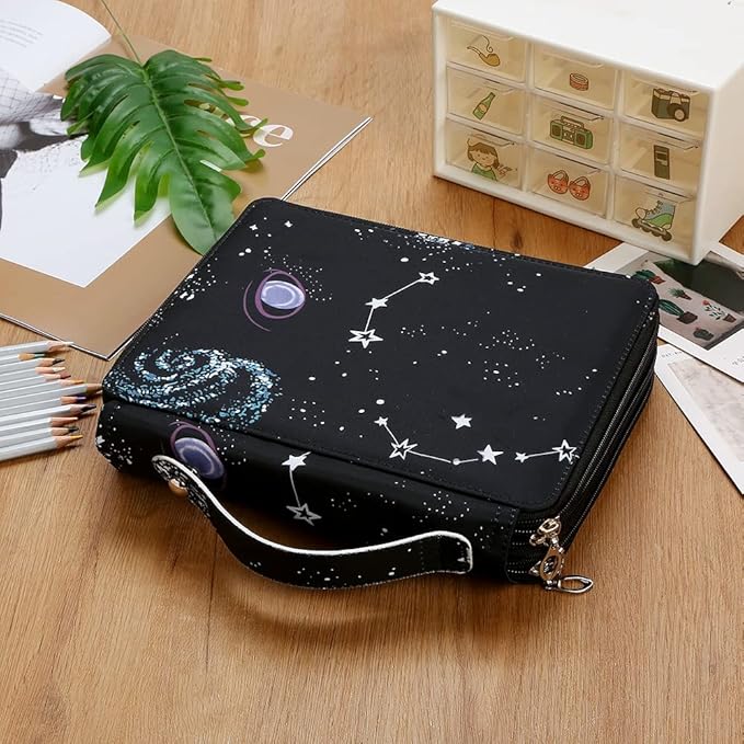 Portable Colored 120 Slots Pencil case Organizer with Printing Pattern for Watercolor Pens or Markers, Pencil Case Organizer for Artist
