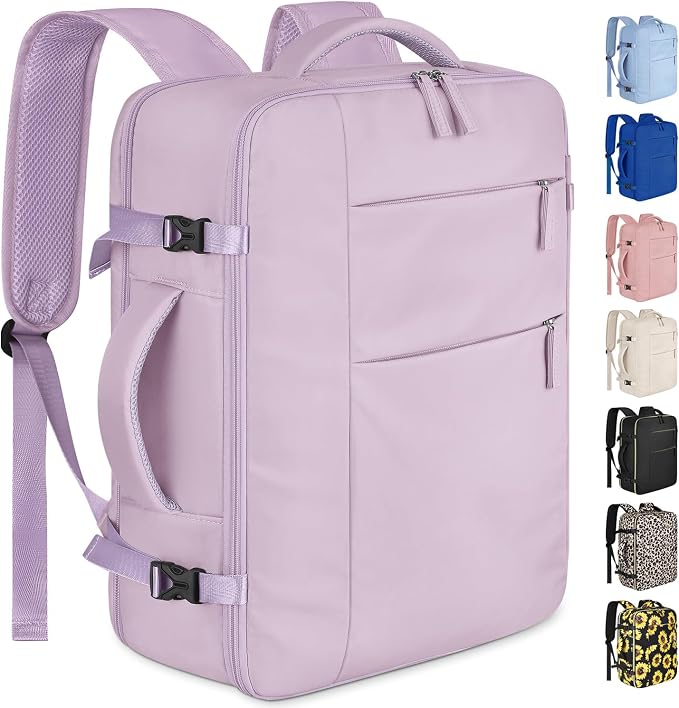 Capolo Travel Backpack for Women Men Waterproof Laptop Backpack Airlines Approved Personal Item Backpack Bag Computer Bookbag for Business, Work, Traveling Fits 15.6 Inch Laptop(Purple)