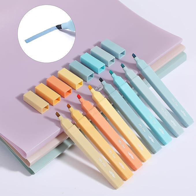 Mr. Pen- Aesthetic Highlighters No Bleed, 8 Pack, Pastel Colors, Chisel Tip, Cute Highlighters Assorted Colors for Journaling, Highlighting, Underlining, Fast Dry, Back to School Supplies