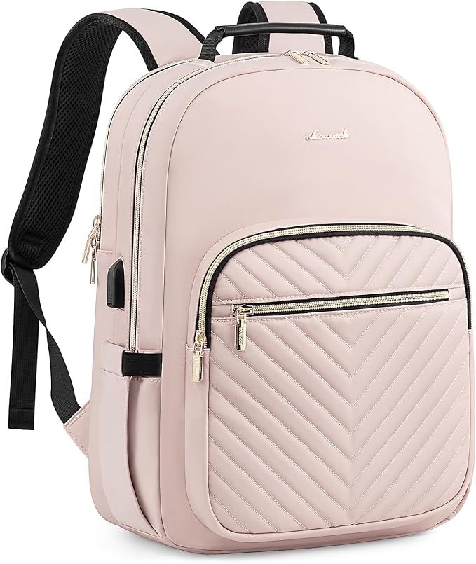 LOVEVOOK Laptop Backpack for Women, Travel Computer Work Bags with 17-inch Laptop Compartment, College School Student Bag Teen Backpacks For Girls, Outdoor Carry On Backpack Purse, Antiquewhite