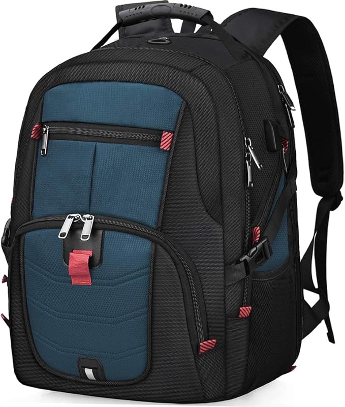 NUBILY Laptop Backpack 17 Inch Waterproof Extra Large TSA Travel Backpack Anti Theft College Business Mens Backpacks with USB Charging Port 17.3 Gaming Computer Backpack for Women Men Blue 35.45L