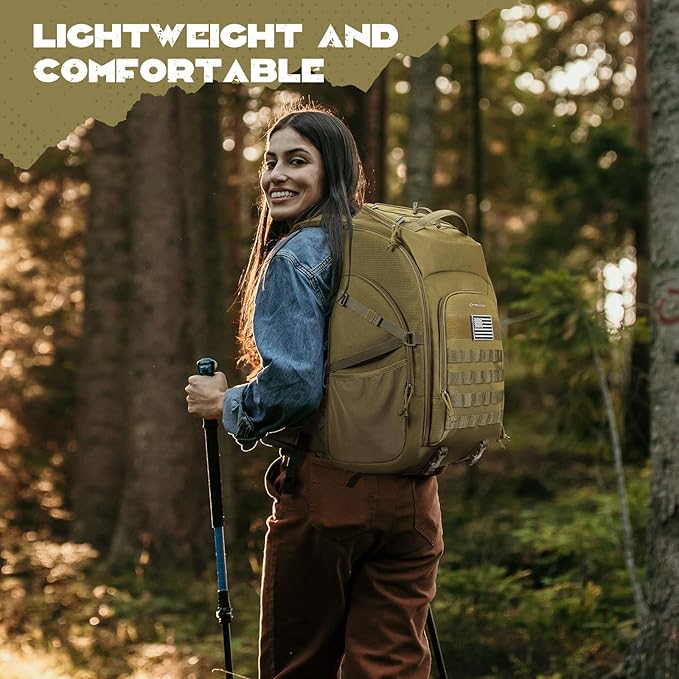 Maelstrom Tactical Backpack for Men, Water Resistant 40L Military Backpack, for Hiking, Camping, Gym with Molle System (Khaki)