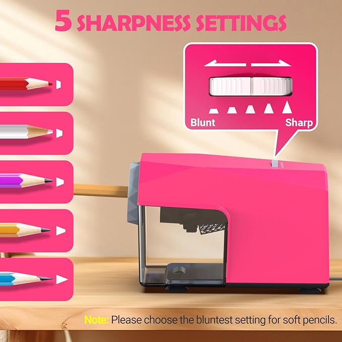 AFMAT Electric Pencil Sharpener, Fast & Hands-Free, 10K+ Uses, 5 Nibs, Fully Automatic Pencil Sharpener for Classroom, Heavy Duty Sharpeners for No.2/Jumbo/Colored Pencils (6.5-10.5mm) US Plug(120V)