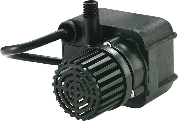 Little Giant PE-1F-PW 115 Volt, 1/125 HP, 170 GPH Submersible Direct Drive Fountain Pump with 15-Ft. Cord, Black, 566608 | 1/125 HP, For Fountains/Hydroponics/Recirculation, Epoxy-coated Aluminum, Manual (no switch), 566608