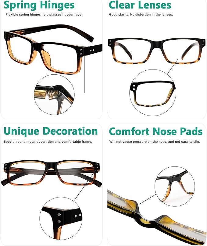 Eyekepper 2 Pairs Blue Light Blocking Reading Glasses for Men Women - UV Protection Spring Hinge Computer Readers