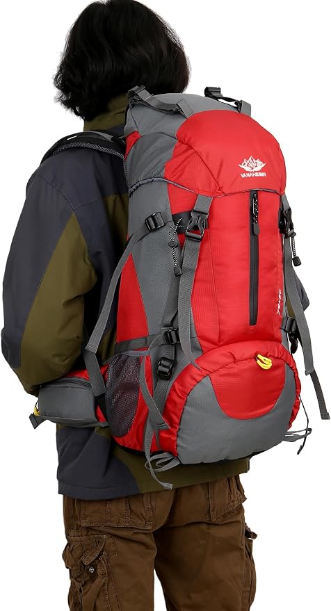 WoneNice 50L(45+5) Waterproof Hiking Backpack Outdoor Daypack w/Rain Cover