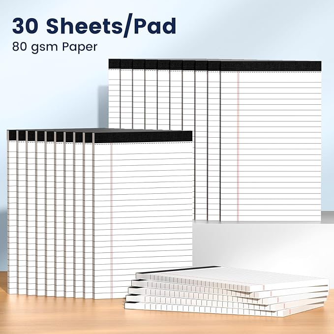 AILZFEI 24pcs 5x8 Inch Note Pads, Legal Pads Paper, 720 Sheets Total, College Ruled | White Legal Pads paper, Notepad for School, Office & Home | The Ultimate Value Pack for Neat Notes, Pads of Paper