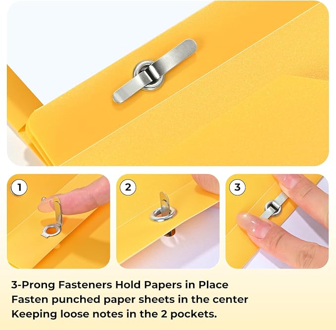 SUIN Plastic Project-Folder with 2 Pockets and 3-Prong Fasteners, for US Letter Size, Bulk Pack Color File-Folder for US Letter Size Papers, Ideal for School & Office, (Assorted Bright Colors)