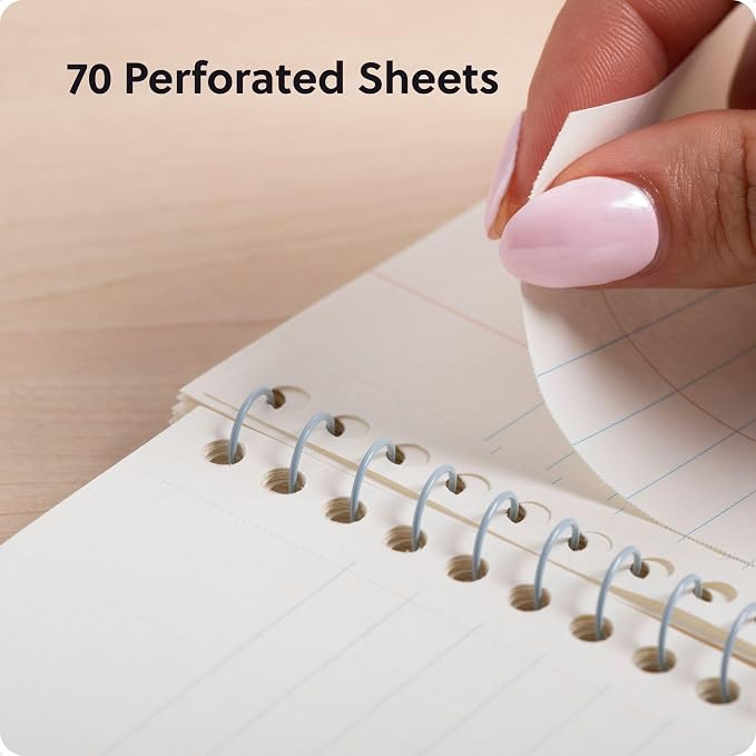 U Brands 1 Subject Notebook with Front Pocket, Geo Curve Modern, College Ruled, 70 Perforated Sheets, 8.5 x 11 Inches