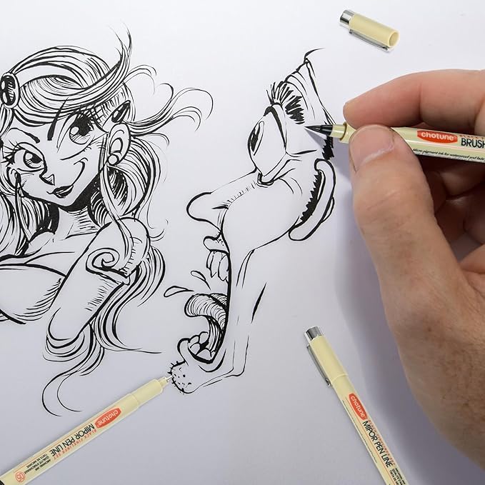 GETHPEN Micro Fineliner Set, 6 Pack Black Micro Fine Point Drawing Waterproof Archival Ink Multiliner Pens for Artist Illustration, Sketching, Technical Drawing, Anime, Manga