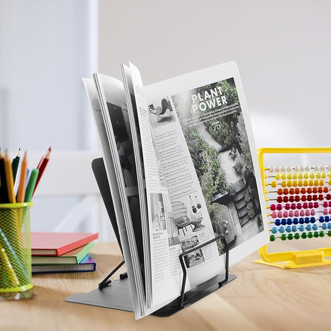 Artibetter Adjustable Metal Book Stand for Reading Portable Student Book Holder for Study and Eye Protection
