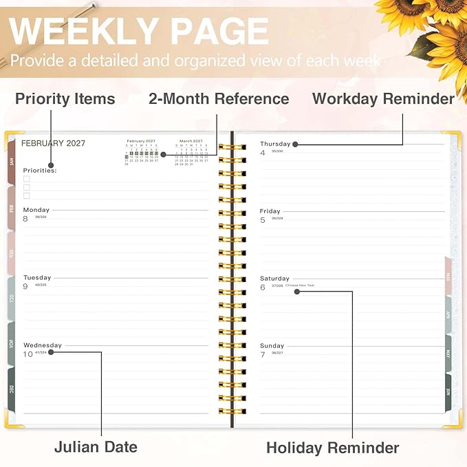 Large 2026-2027 Academic Planner,Weekly & Monthly Planner Organizer from July 2026 - June 2027, 8.5"x11" Dasiy Daily Agenda Planning Book with Pocket,Stickers & Tabs for Women Students Office, A4 Size