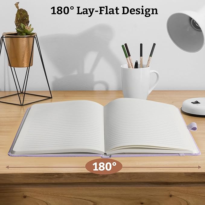 6Pack Lined Hardcover Journal Notebook, A5 192 Pages 100Gsm Thick Paper College Ruled for School,Note Taking,Work,Diary，5.7''*8.3'',Lavender