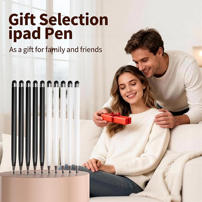 10 PCS Stylus Pen for Touchscreen, Lightweight 2 in 1 Dual-Tip Design, for Drawing, Note-Taking & Gaming, Stylus Pen for iPad, iPhone, Android Tablets Capacitive Touch Screen