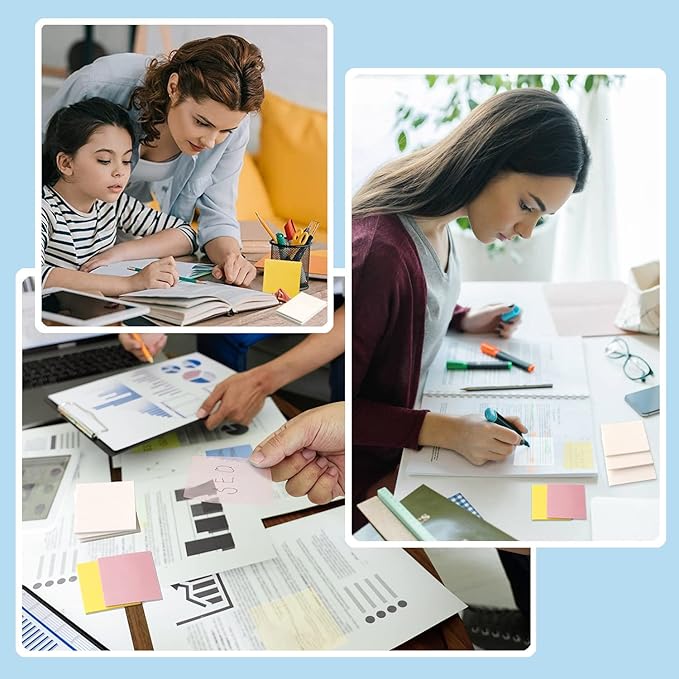 ENLUOM Transparent Sticky Notes - 3 x 3 Inch Translucent Colorful Sticky Note, Pastel Clear Sticky Notes for Books Annotation,See Through Sticky Note (200 Sheets)