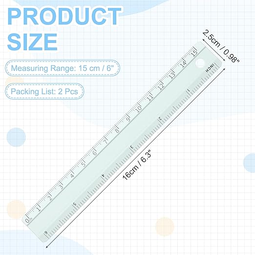 PATIKIL Metal Ruler 6 Inch/15cm, 2 Pcs Aluminum Straight Edge Ruler, Dual Scale Measuring Tool with Inch/Centimeter Scales & Hole for Math Office Drawing Engineering Home, Green