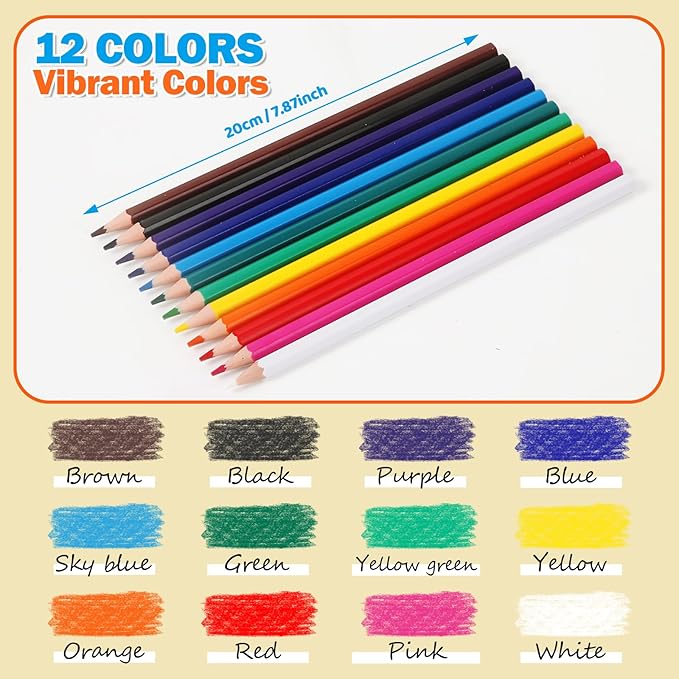 AuroTops 12 Pack Colored Pencils,144 Count Pre-Sharpened Colored Pencils Bulk,12 Color Pencil for Classroom Prizes Gifts,Back to School Supplies,Coloring Pencil Art Supplies